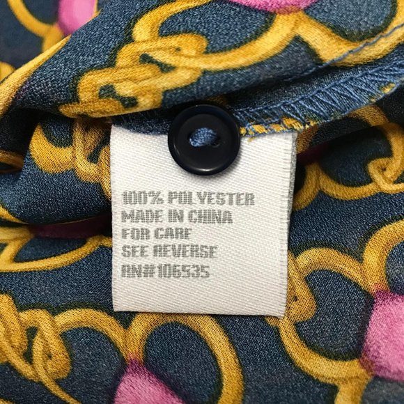 NWT Larsen Gray Womens Black Chain Print Button Front Blouse Size M - Picture 7 of 7